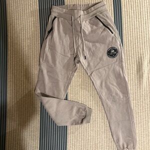 Men's Light Gray Jogger Pants with Logo Patch